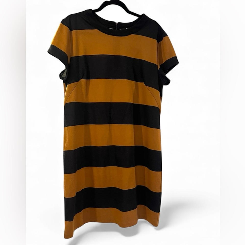 H&M Bold Striped Midi Dress in Black and Brown